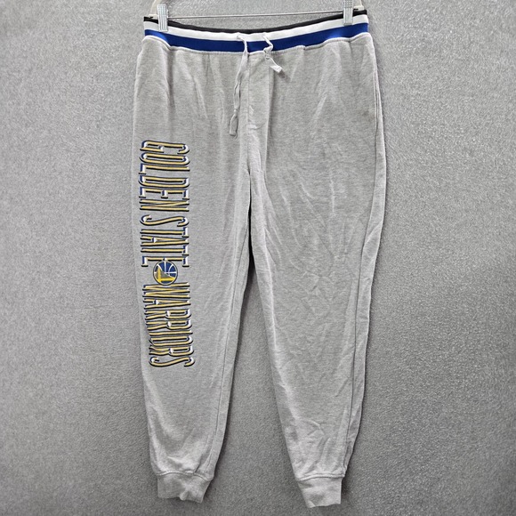 Golden State Warriors Men Pants XL Gray Jogger Logo Graphic Fleece Drawstring - Picture 1 of 10